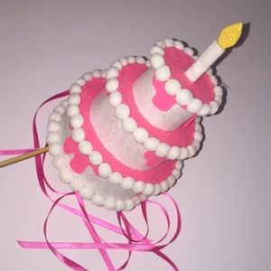 Handmade pink and white cake hat